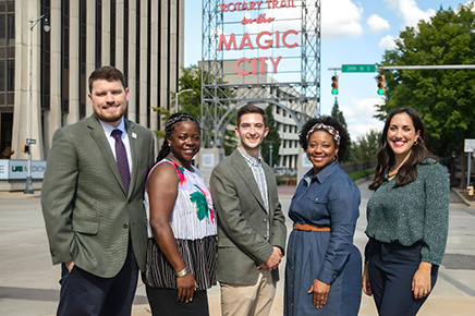 A photo of the Central Six team in downtown Birmingham, Alabama